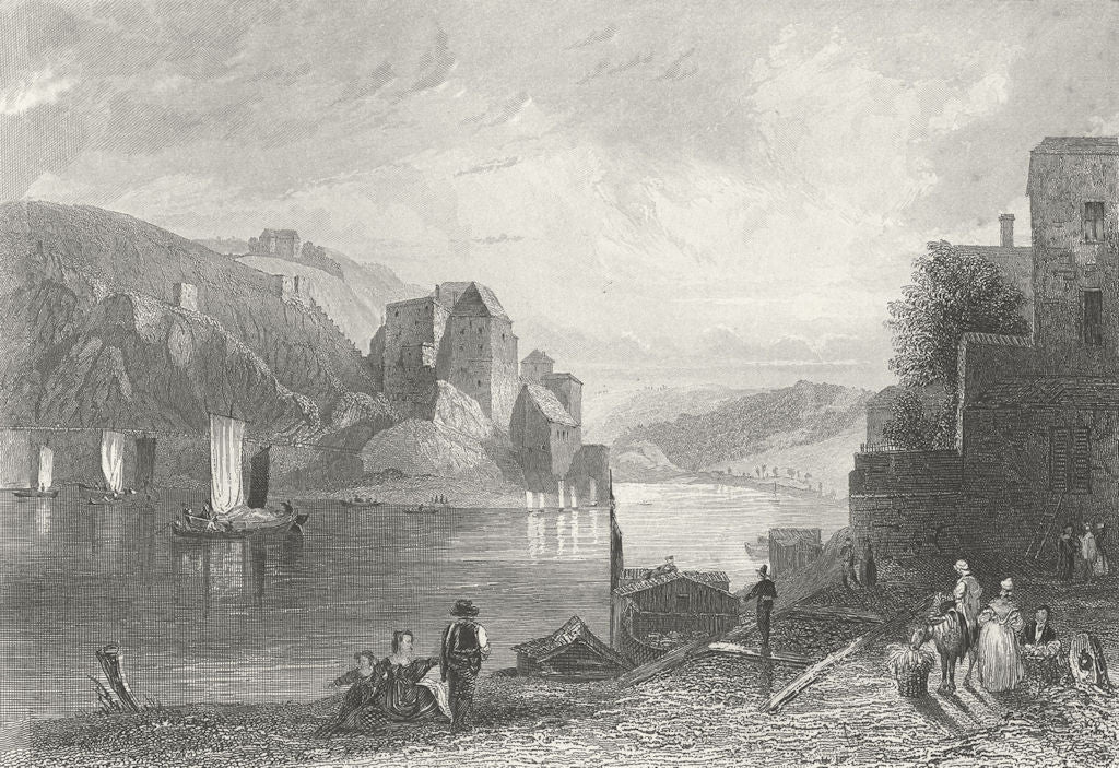 GERMANY. Fort Niederhaus Passau. Payne river 1847 old antique print picture